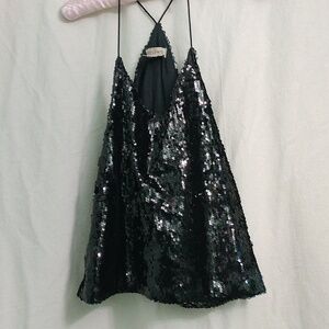 Ana-kaci black sequined swing tank